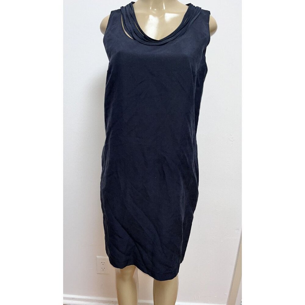 L.K Bennett Linen Silk Blend Pencil Dress Lined Black Size 10 Straight Penc